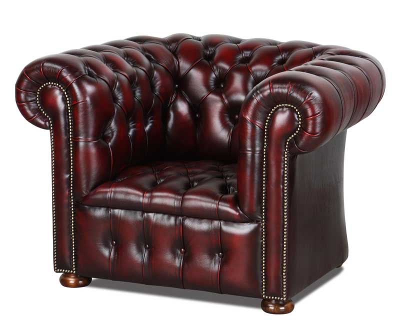 Winchester Chesterfield Sessel in Lederbezug Rosso